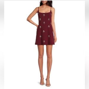 NWT Gianni Bini Mika Crepe Square Neck Sleeveless Jewel A-Line Dress